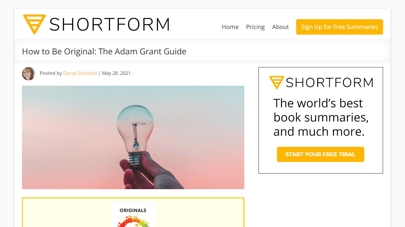 How to Be Original: The Adam Grant Guide | Shortform Books